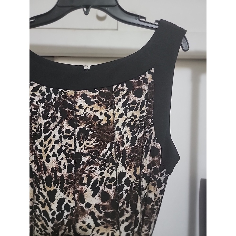 Glamour Collection Animal Print Leopard Dressy Dress Size 16 - Picture 3 of 9